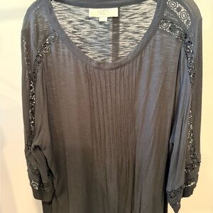 LOFT Plus black Lace Sleeve Blouse